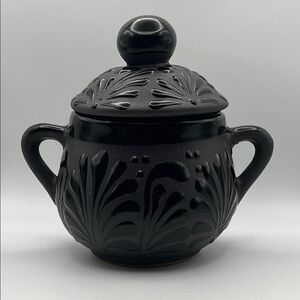 Handmade Black Mexican Talavera
Sugar Jar With Lid